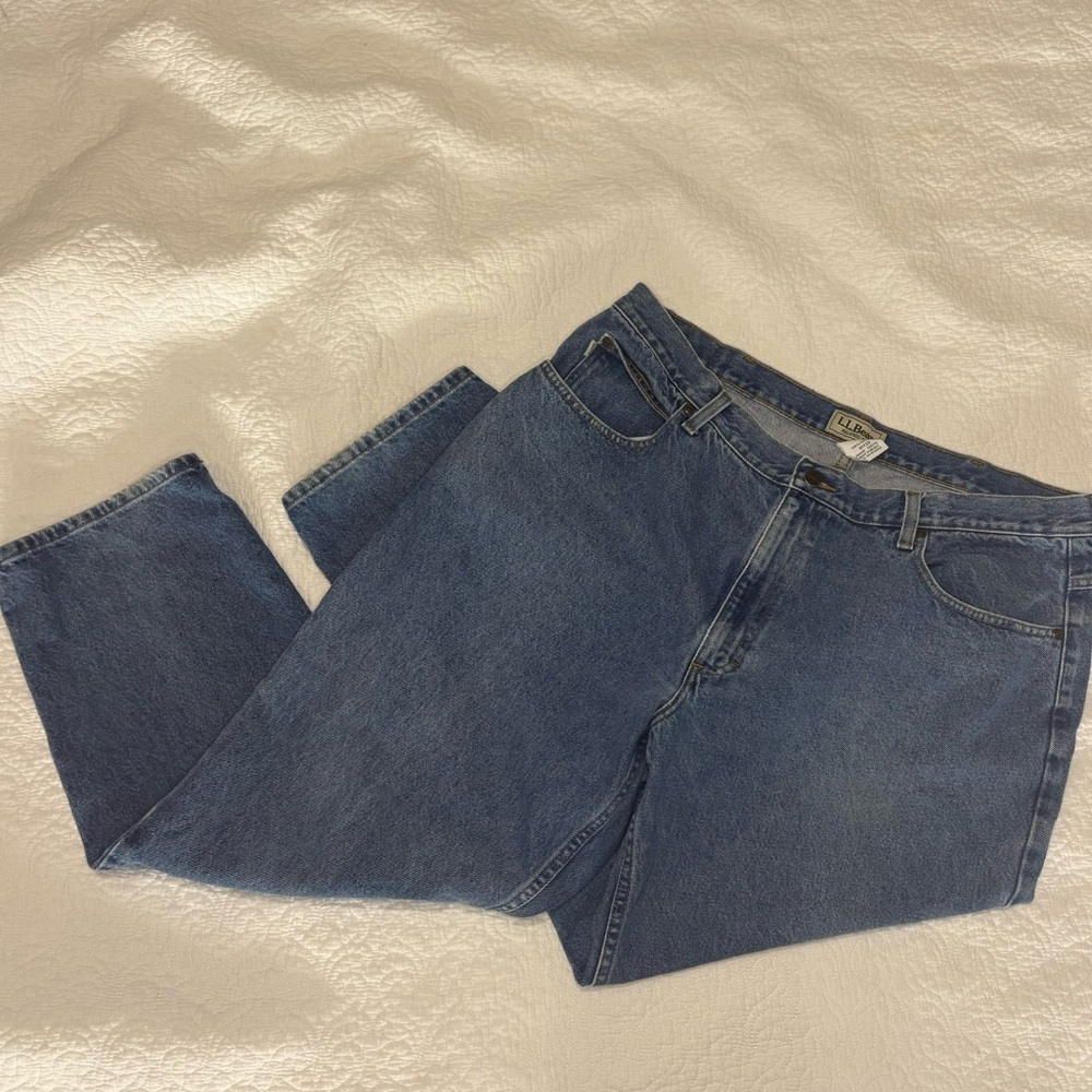 LL Bean Mom Jeans Relaxed Fit Blue Denim 100% Cotton Men’s 40x29